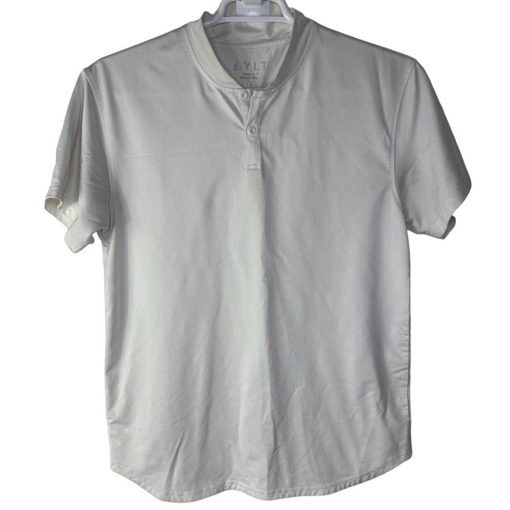BYLT Performance Stealth Polo Shirt Men's Large White Short Sleeve Athletic